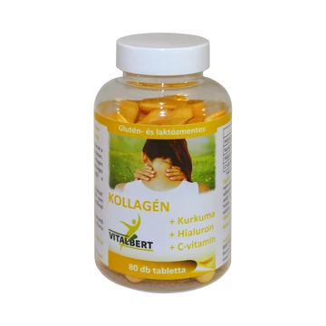 Kollagén + Kurkuma + Hialuron + C-vitamin tablettal 80 db Vitalbert