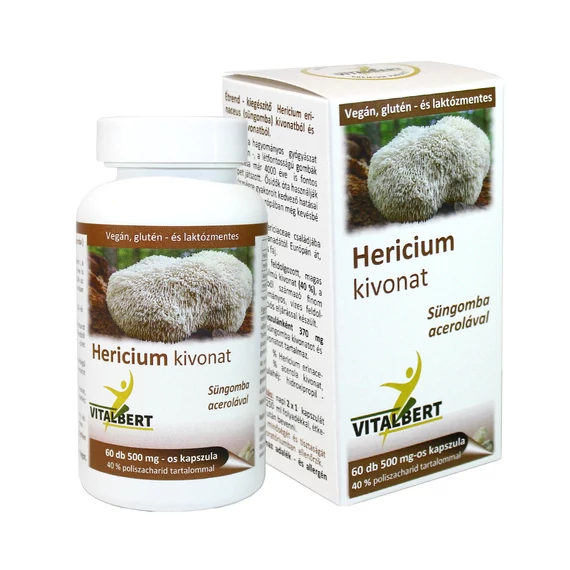 Süngomba-Hericium gyógygomba kivonat kapszula 60 db, 500 mg Vitalbert (1 havi adag)