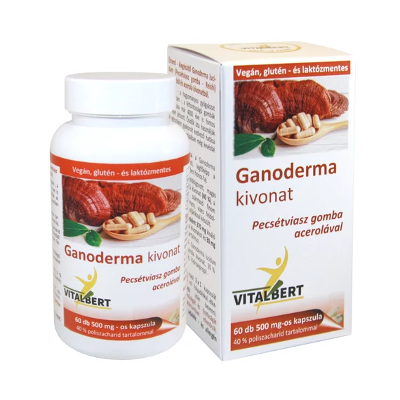 Ganoderma lucidum-Reishi gyógygomba kivonat kapszula 60 db, 500 mg Vitalbert (1 havi adag)