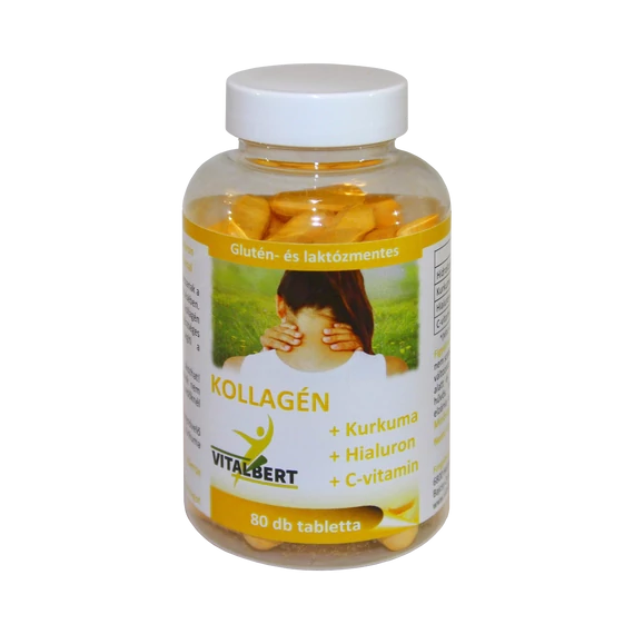 Kollagén + Kurkuma + Hialuron + C-vitamin tablettal 80 db Vitalbert